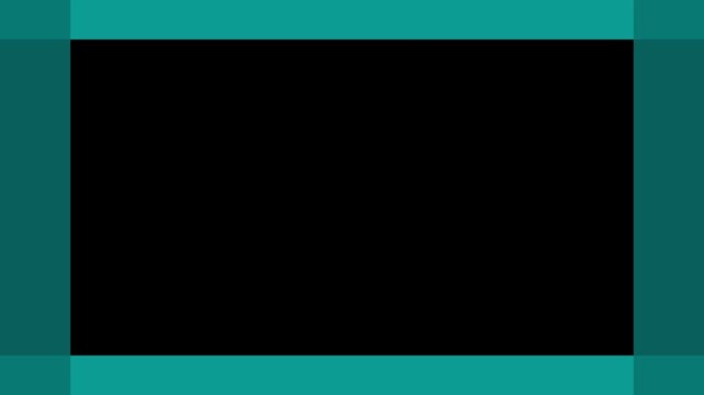 Minimalist Black Background with Teal Green Border, Geometric Frame Template for Video Overlays, Stream Layouts, Presentation Slides, and Tech Digital Signage