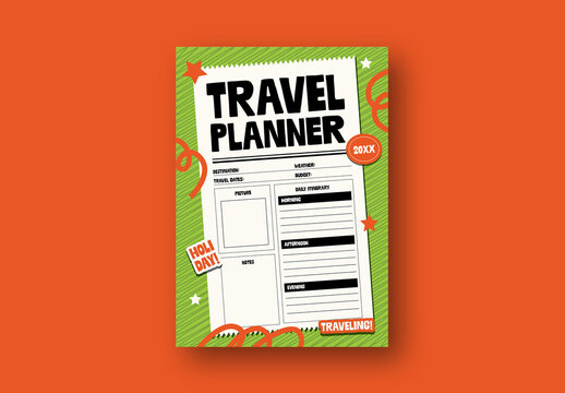 Green Orange Playful Quirky Travel Planner