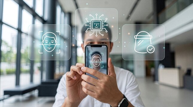 Artificial Intelligence Facial Recognition and Digital Identity Concept