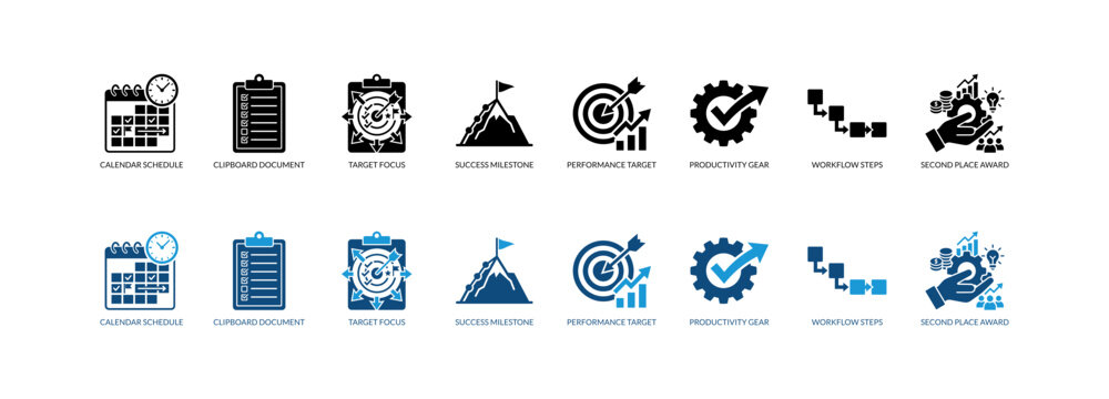 A comprehensive collection of minimalist icons depicting various concepts including buildings people technology and natural elements designed for user interfaces