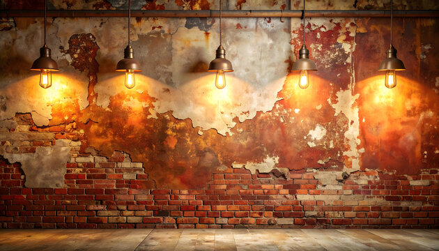 Vintage brewery wall featuring peeling paint and exposed brick creating an authentic nostalgic taproom atmosphere generative AI