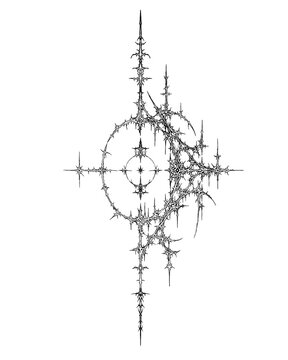 Abstract Gothic Neotribal Ornament with Asymmetrical Thorned Geometry