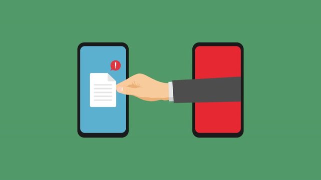 thief stealing document video animation flat concept