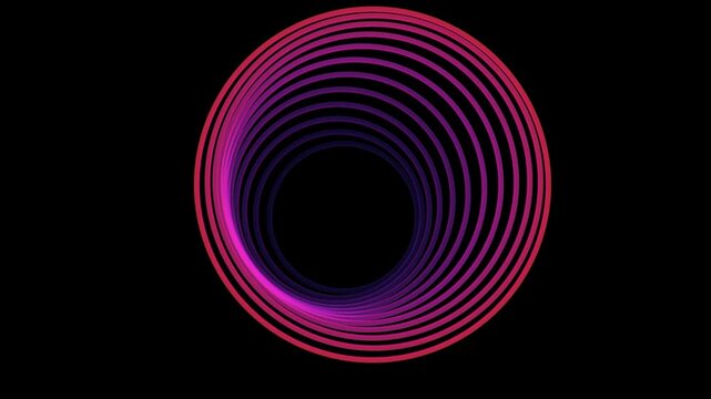 Abstract Neon Purple Spiral Tunnel Animation on Black Background