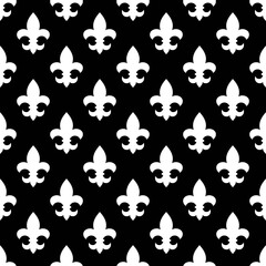 Fleur De Lis Pattern, Seamless Pattern, repeating texture, black and white texture, 8k © gpzIMG