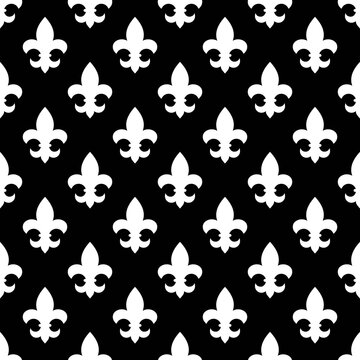 Fleur De Lis Pattern, Seamless Pattern, repeating texture, black and white texture, 8k
