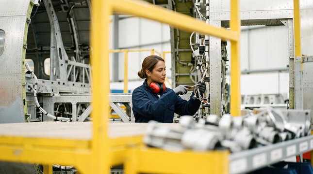 Technician Riveting a Fuselage Panel