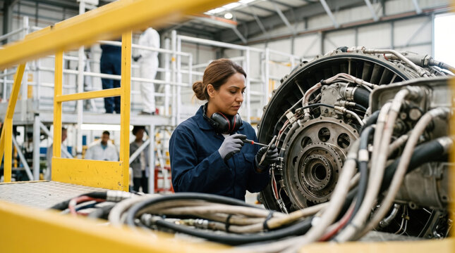 Technician Riveting a Fuselage Panel