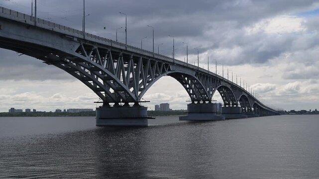 automobile bridge across the Volga river in Saratov