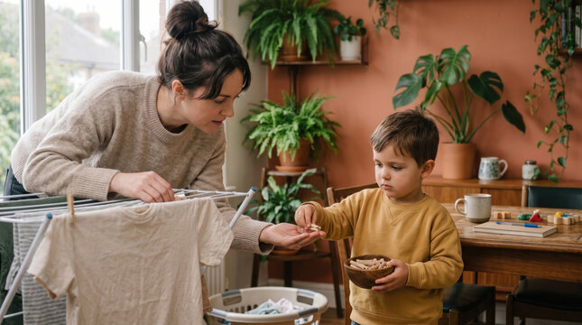 Hanging Laundry with a Little Helper
