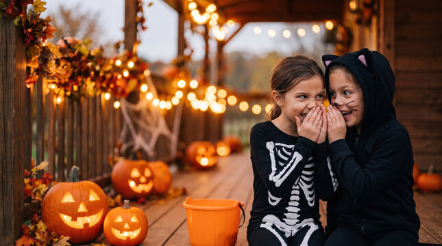 Children Whispering a Mischievous Plan