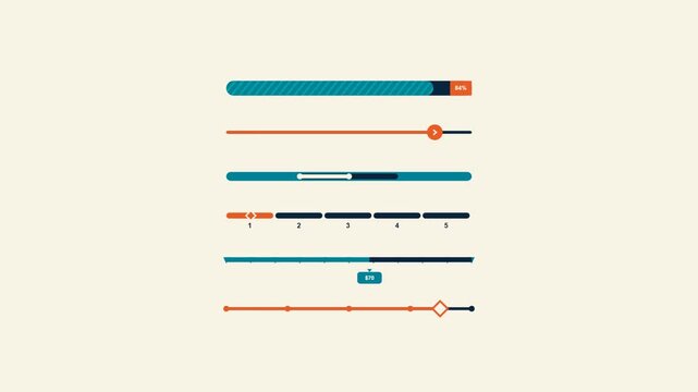 Minimalist ui progress loading bars and interactive slider interface