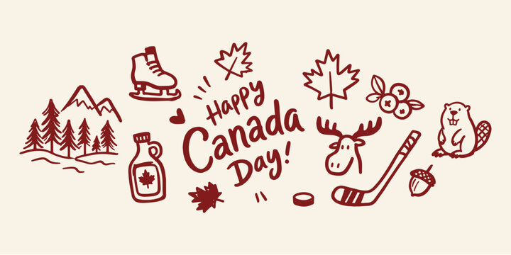 Canada Day Doodle Set Illustration