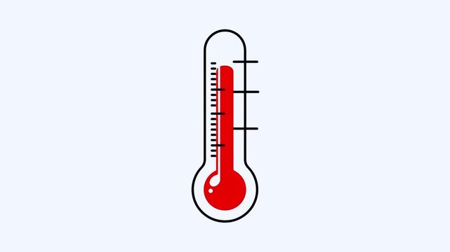 Simple Linear Vector Thermometer Icon Representing High Temperature Levels for Weather Forecast and Scientific Measurement Symbols