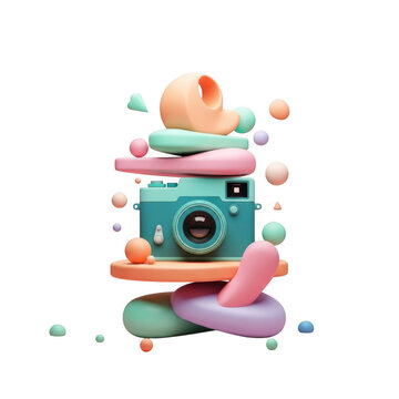Whimsical stacked camera object art