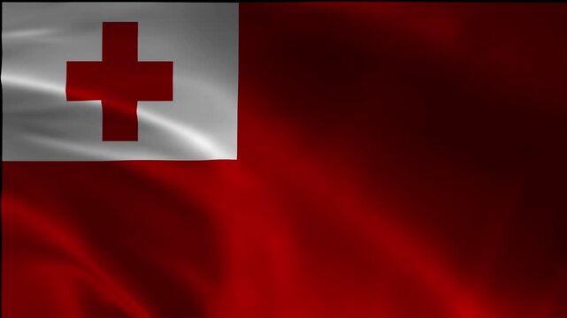 Tonga Flag Waving in Wind - 4K Seamless Loop Animation