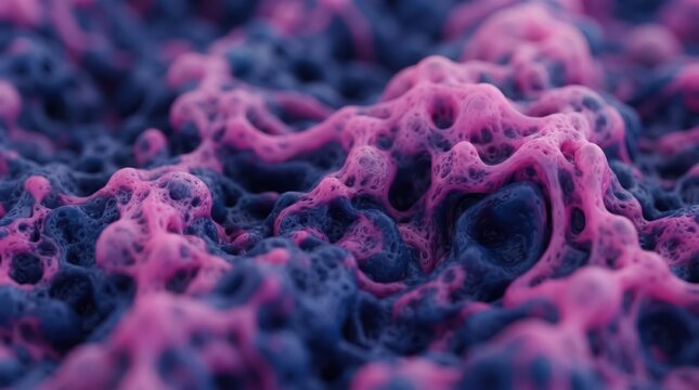 Abstract porous foam texture with vivid pink and blue surface