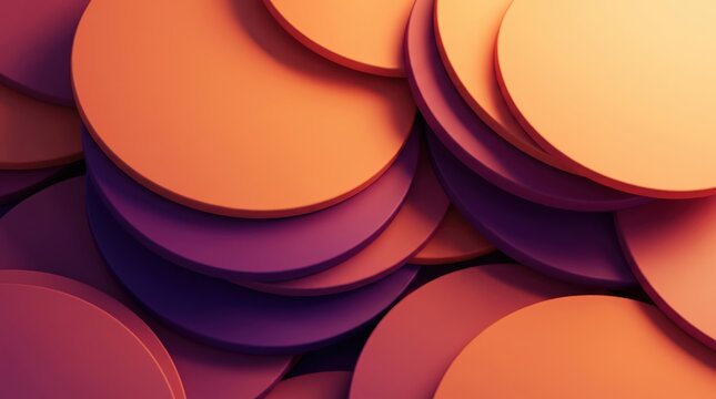 Abstract orange and purple layered circular paper background