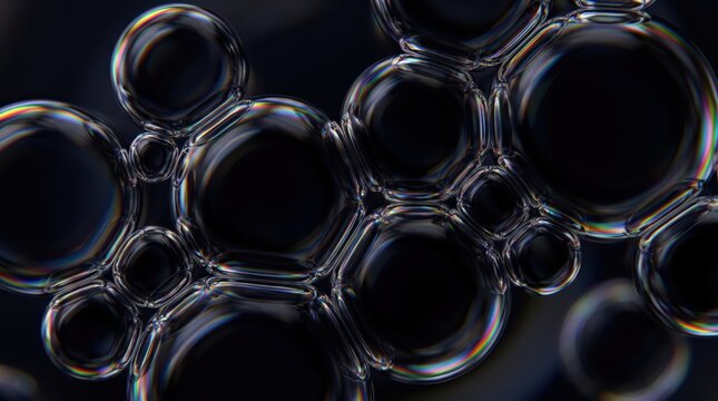 Abstract transparent bubble texture on dark background