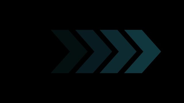 Right Moving Arrow Loop Animation on Black Background. Animated arrows for the overlay video layer.