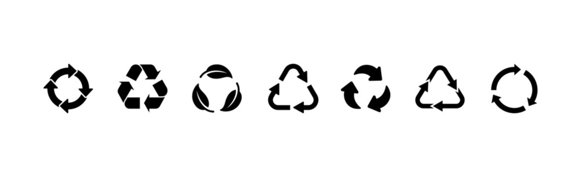 A comprehensive collection of recycling symbols representing different plastic types and materials crucial for promoting environmental sustainability and responsible waste