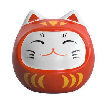 Maneki neko lucky cat isolated on white background