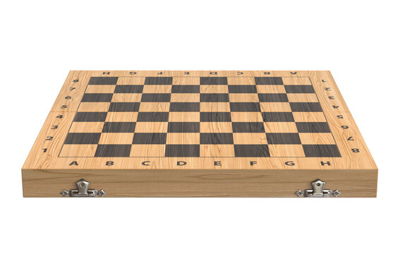Wooden chess board isolated on white background