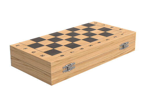 Wooden chess board isolated on white background