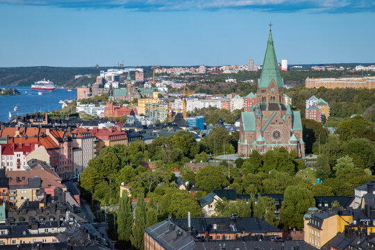 Aerial view of Stockholm City, Sodermalm district
