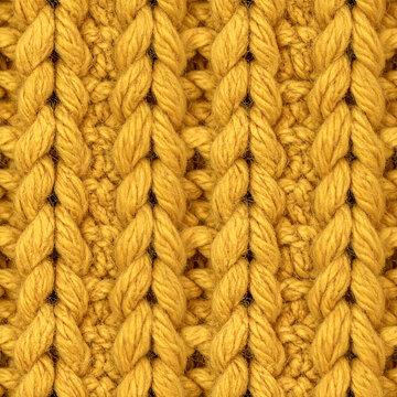 Yellow cable knit wool texture cozy warm background pattern close up
