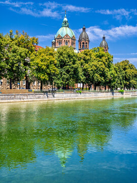 St. Lukas Kirche, Lukaskirche an der Isar, M&uuml;nchen, Oberbayern, Bayern, Deutschland