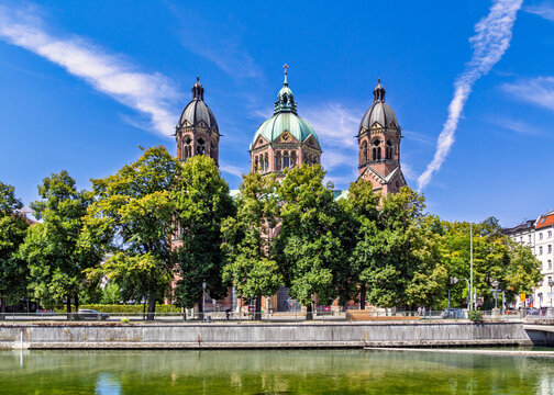 St. Lukas Kirche, Lukaskirche an der Isar, M&uuml;nchen, Oberbayern, Bayern, Deutschland