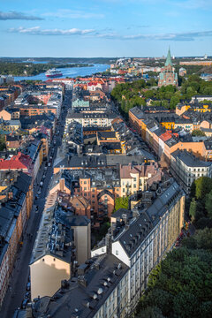 Aerial view of Stockholm City, Sodermalm district