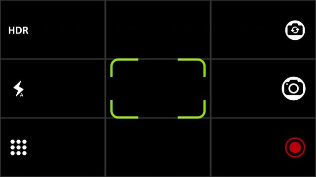Smartphone camera screen overlay and flash lighting effect, Ideal for photography, video recording, technology, and multimedia concept visuals.