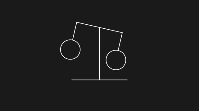 Minimalist linear scale icons demonstrating weight imbalance and equilibrium states for financial data analysis concepts with weight distribution balance background showing varying