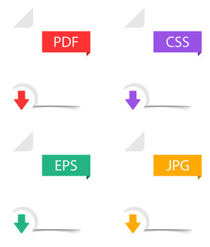 Colorful file icons for download on transparent background
