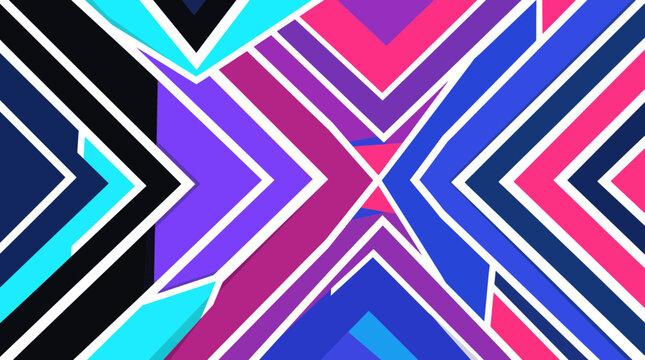 Colorful geometric x shapes pattern with vibrant gradient background isolated on transparent background, Vector Abstract cyberpunk banner with future tech geometric elements design new 2026