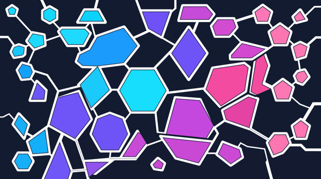 Colorful geometric shapes floating in a dark background with vibrant colors isolated on transparent background, Vector Abstract cyberpunk banner with future tech geometric elements design new 2026