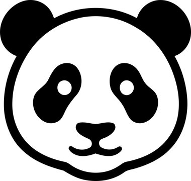 Panda bear face graphic design with gentle expression isolated on transparent background