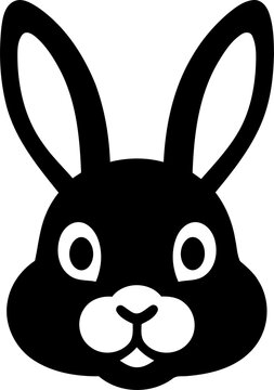 Mammal's head silhouette with wide eyes during a clean graphic presentation isolated on transparent background