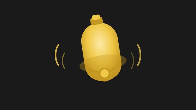 Animated golden notification bell icons shaking against a dark background for digital interface alerts with representing digital notification alerts user interface interaction feedback