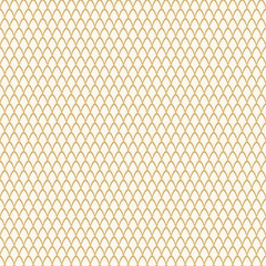 Seamless pattern of gold ogee arches on a cream background, repeating moroccan fish scale geometric © MUMINA