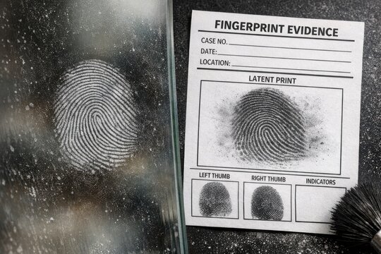 A detailed view of a fingerprint on a piece of paper, useful for forensic or scientific contexts
