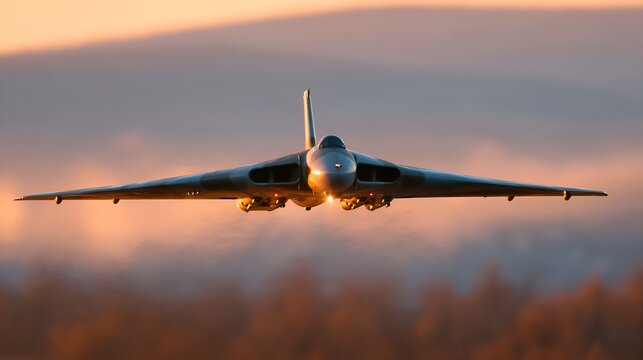 airplane taking off during sunrise