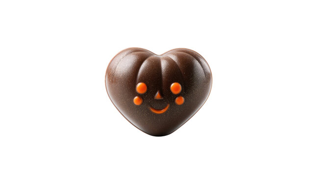 Chocolate heart candy with pumpkin face