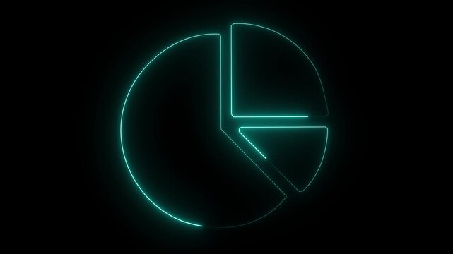 Neon pie chart segment glowing on dark background