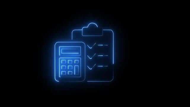 Blue calculator and checklist icon with clipboard