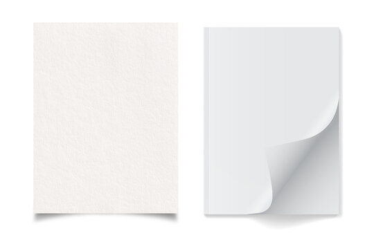 Blank paper sticker set with curled corner peel edge label realistic white adhesive note banner mockups