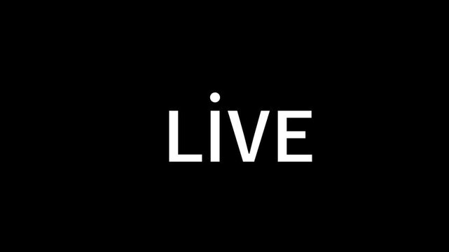 Animated Pulsing Red Live Streaming Icon Badge Isolated black Background Motion Graphic Video Overlay Loop for Content Creators