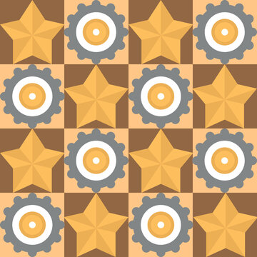 Geometric gear and star seamless pattern background, industrial concept vector